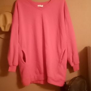 Pink sweater dress with pockets